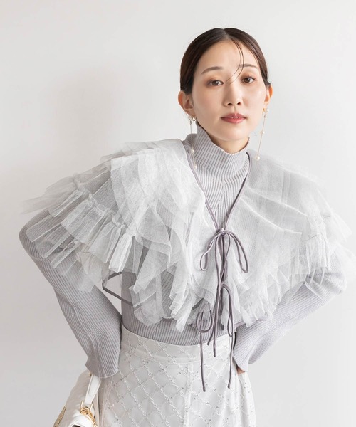 RANDA(ランダ)の「ハイネックラメリブニット(ニット/セーター・レディース・ライトグレー/ホワイト/レッド/ブラック・FREE)」の3枚目の写真