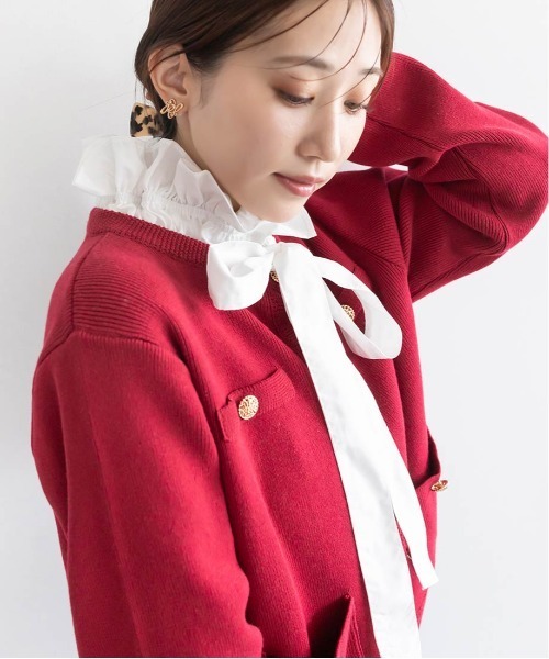 RANDA（ランダ）の「ボウタイフリルシャツブラウス（シャツ/ブラウス・レディース・ネイビー/ブルー/ホワイト・FREE）」の7枚目の写真