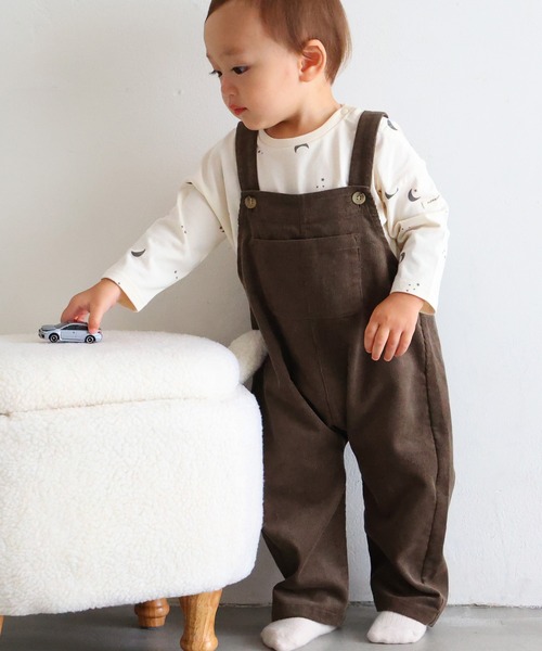 PUPPAPUPO(プッパプーポ)の「サロペット コーデュロイ(その他パンツ・キッズ・カーキ/チャコール/ベージュ/ミント/モカ・80/90)」の2枚目の写真