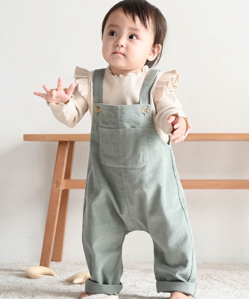 PUPPAPUPO(プッパプーポ)の「サロペット コーデュロイ(その他パンツ・キッズ・カーキ/チャコール/ベージュ/ミント/モカ・80/90)」の5枚目の写真