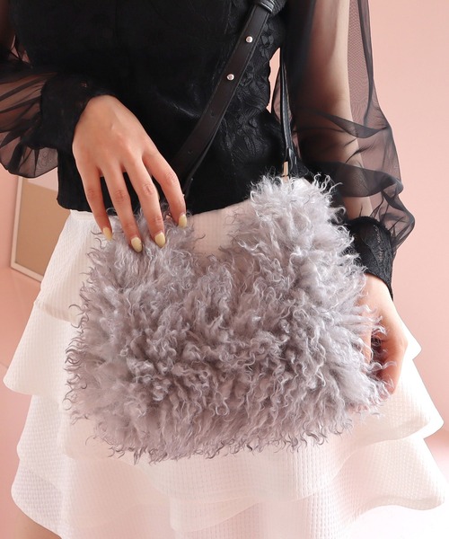 ROYAL PARTY（ロイヤルパーティー）の「2wayファーBAG（ショルダーバッグ・レディース・オフホワイト/ピンク/グレー・FREE）」の10枚目の写真