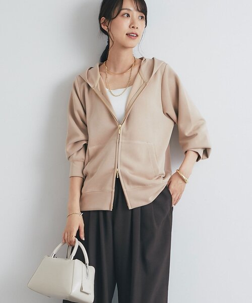 un dix cors（アンディコール）の「《羽織にも一枚着にも◎》ダンボールコンパクトパーカー（パーカー・レディース・アイボリー/ブラック/ライトグレー/ネイビー/モカ/ピンク・FREE）」の5枚目の写真