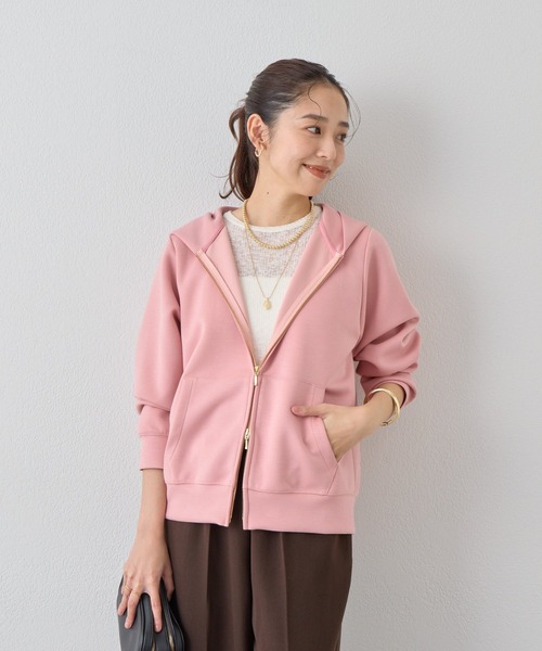 un dix cors（アンディコール）の「《羽織にも一枚着にも◎》ダンボールコンパクトパーカー（パーカー・レディース・アイボリー/ブラック/ライトグレー/ネイビー/モカ/ピンク・FREE）」の8枚目の写真