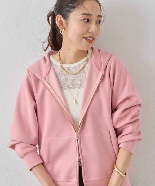 un dix cors（アンディコール）の「《羽織にも一枚着にも◎》ダンボールコンパクトパーカー（パーカー・レディース・アイボリー/ブラック/ライトグレー/ネイビー/モカ/ピンク・FREE）」の11枚目の写真