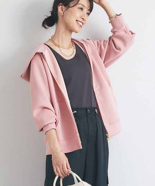 un dix cors（アンディコール）の「《羽織にも一枚着にも◎》ダンボールコンパクトパーカー（パーカー・レディース・アイボリー/ブラック/ライトグレー/ネイビー/モカ/ピンク・FREE）」の16枚目の写真