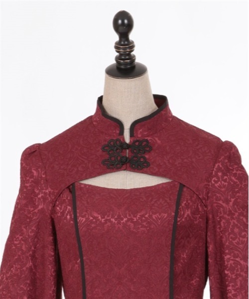 axes femme POETIQUE（アクシーズファムポエティック）の「チャイナスリット袖ロングワンピース（ワンピース・レディース・グリーン/ブラック/ワイン・MEDIUM）」の10枚目の写真