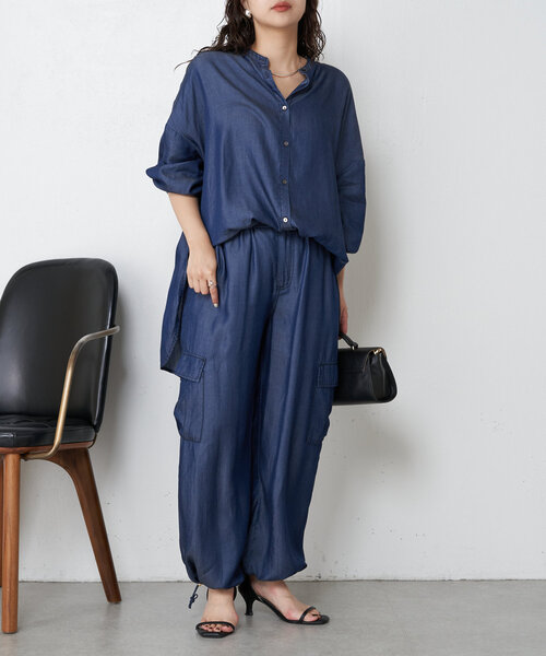 Jena espace merveilleux(ジェナ エスパスメルヴェイユ)の「テンセルバックラッフルシャツ(シャツ/ブラウス・レディース・ブルー/ブルー系その他・FREE)」の3枚目の写真