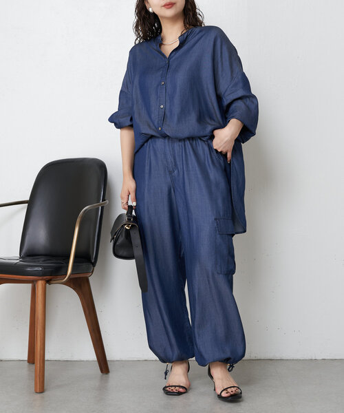 Jena espace merveilleux(ジェナ エスパスメルヴェイユ)の「テンセルバックラッフルシャツ(シャツ/ブラウス・レディース・ブルー/ブルー系その他・FREE)」の4枚目の写真