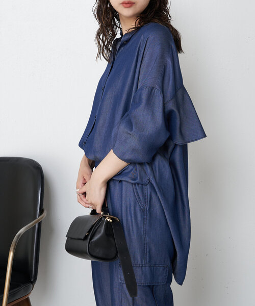 Jena espace merveilleux(ジェナ エスパスメルヴェイユ)の「テンセルバックラッフルシャツ(シャツ/ブラウス・レディース・ブルー/ブルー系その他・FREE)」の7枚目の写真