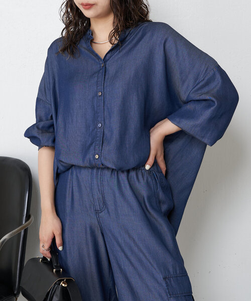 Jena espace merveilleux(ジェナ エスパスメルヴェイユ)の「テンセルバックラッフルシャツ(シャツ/ブラウス・レディース・ブルー/ブルー系その他・FREE)」の10枚目の写真
