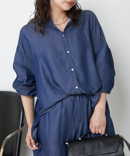 Jena espace merveilleux(ジェナ エスパスメルヴェイユ)の「テンセルバックラッフルシャツ(シャツ/ブラウス・レディース・ブルー/ブルー系その他・FREE)」の11枚目の写真