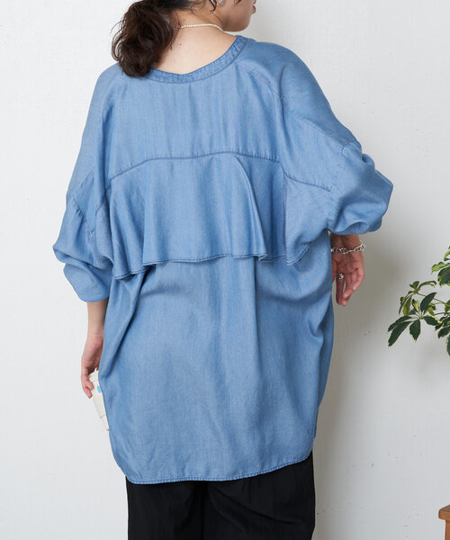 Jena espace merveilleux(ジェナ エスパスメルヴェイユ)の「テンセルバックラッフルシャツ(シャツ/ブラウス・レディース・ブルー/ブルー系その他・FREE)」の19枚目の写真