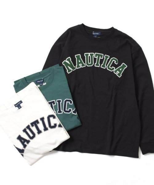 NAUTICA(ノーティカ)の「【大人向けサイズあり】【NAUTICA】フロントロゴアップリケ刺繍長袖Tシャツ(Tシャツ/カットソー・キッズ・ブラック/ホワイト/グリーン・M/L/XL)」の18枚目の写真
