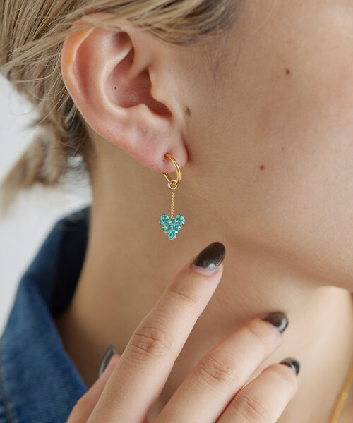 ear PAPILLONNER イアパピヨネ グリーンスクエアピアス マラカイト ear PAPILLONNER グリーンスクエアピアス マラカイト