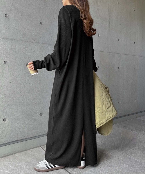 HEBANE ロングワンピース ネイビーセルフカット可能MORE ME企画 サト