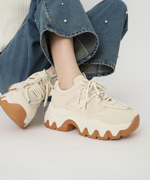cs T&P(シーエスティーアンドピー)の「厚底ダットカラーコンビスニーカー(スニーカー・レディース・ピンク系/アイボリー/ブラック・S/M/L/LL)」の2枚目の写真