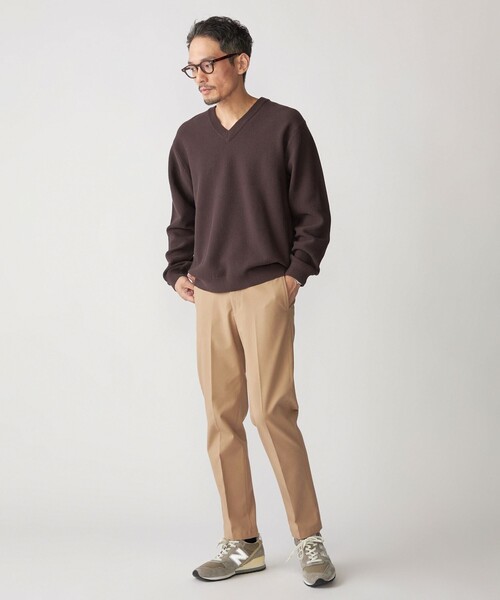 SHIPS(シップス)の「SHIPS:〈洗濯機可能〉SOLOTEX(R) コットン ピケ Vネック ニット(ニット/セーター・メンズ・ブラウン/ネイビー/ロイヤルブルー・SMALL/MEDIUM/LARGE/X-LARGE)」の4枚目の写真