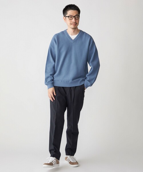 SHIPS(シップス)の「SHIPS:〈洗濯機可能〉SOLOTEX(R) コットン ピケ Vネック ニット(ニット/セーター・メンズ・ブラウン/ネイビー/ロイヤルブルー・SMALL/MEDIUM/LARGE/X-LARGE)」の6枚目の写真
