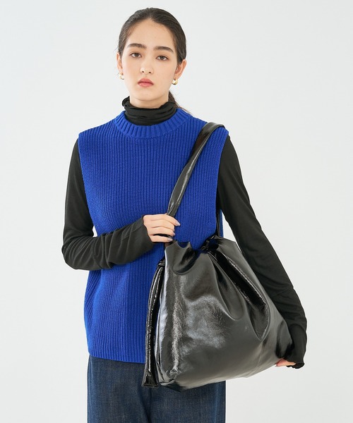 collex(コレックス)の「ドロストビッグショルダー(トートバッグ・レディース・ブラック/ベージュ・フリー)」の2枚目の写真