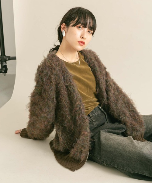 KBF（ケイビーエフ）の「『WEB/一部店舗限定』シャギーZIPカーディガン