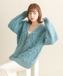 KBF（ケイビーエフ）の「『WEB/一部店舗限定』シャギーZIPカーディガン（カーディガン/ボレロ・レディース）」
