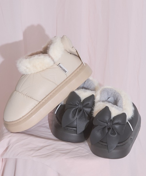 tocco closet（トッコ　クローゼット）の「【ZOZO限定】リボンファースノーブーツ（ブーツ・レディース・ブラック/アイボリー・M/L）」の4枚目の写真