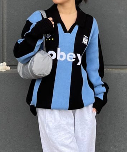 OBEY（オベイ）の「OBEY / オベイ SOCCER JERSEY SWEATER（ニット/セーター・メンズ・ブルー/レッド・MEDIUM/LARGE）」の12枚目の写真