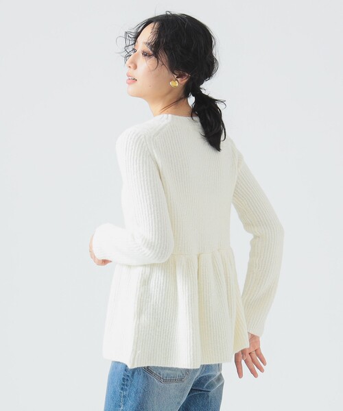B:MING by BEAMS（ビーミングバイビームス）の「ペプラム ニット（ニット/セーター・レディース・ネイビー/オフホワイト・ONE SIZE）」の5枚目の写真