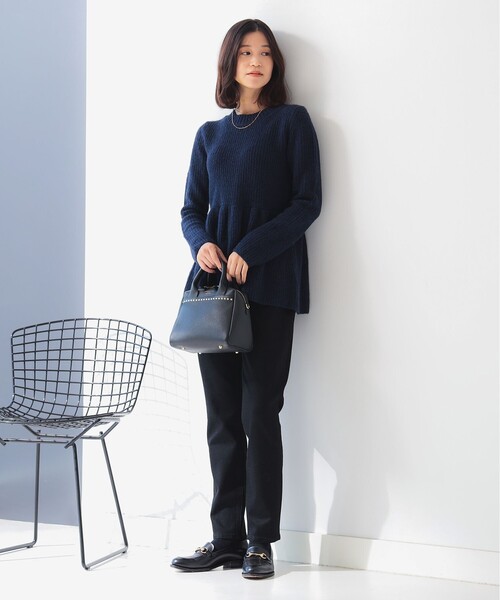 B:MING by BEAMS（ビーミングバイビームス）の「ペプラム ニット（ニット/セーター・レディース・ネイビー/オフホワイト・ONE SIZE）」の7枚目の写真