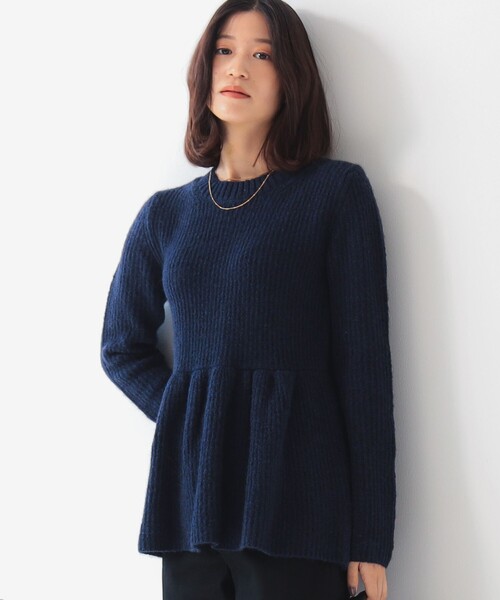 sugar yuu ディメンションニット ネイビー ペプラムニット B:MING by BEAMS（ビーミングバイビームス）の「ペプラム ニット