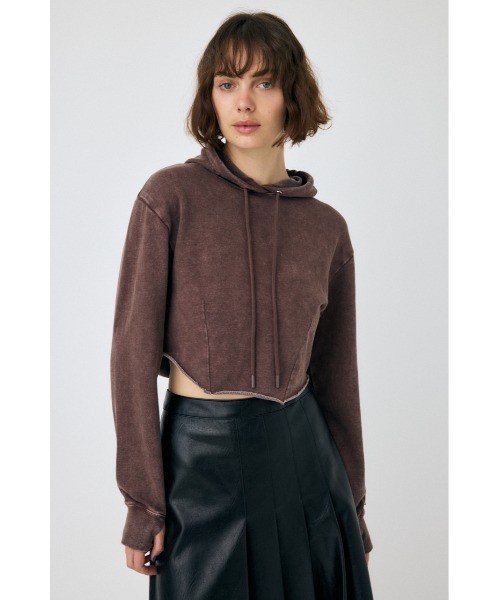 MOUSSY（マウジー）の「GARMENT DYE CUT OFF フーディ（パーカー・レディース・アイボリー/ライトブラック/ブラウン・FREE）」の20枚目の写真