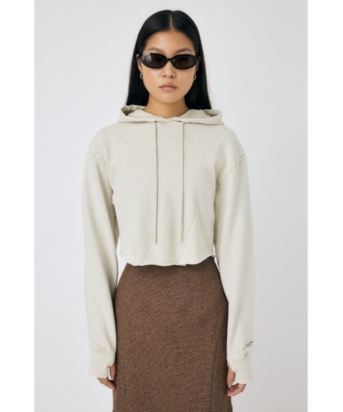 MOUSSY（マウジー）の「GARMENT DYE CUT OFF フーディ（パーカー・レディース・アイボリー/ライトブラック/ブラウン・FREE）」の9枚目の写真