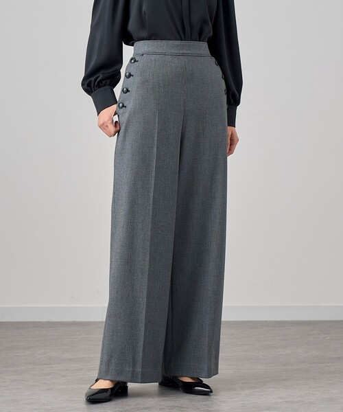 ANAYI(アナイ)の「ツイル裏起毛サイドボタンパンツ(その他パンツ・レディース・ブルー/ブラック系その他/ブラック/ホワイト・36/38/34)」の3枚目の写真