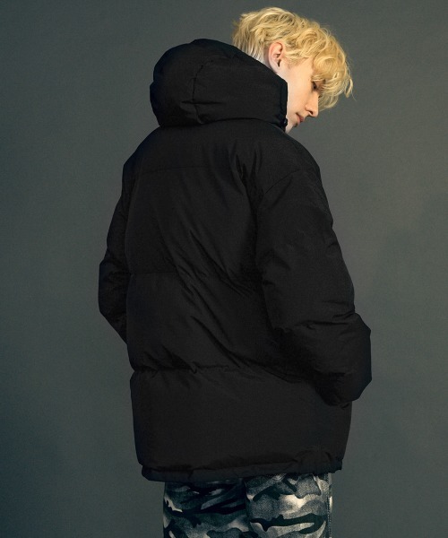 セール】フード付きハイネック中綿パファージャケット（ダウン