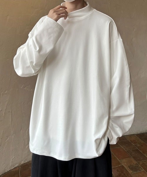 MGV（エムジーヴィー）の「モックネックシンプルカットソー（Tシャツ/カットソー・メンズ・グレー/ホワイト/ブラウン/アイボリー/ブラック・MEDIUM/LARGE/X-LARGE）」の2枚目の写真
