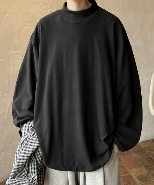 MGV（エムジーヴィー）の「モックネックシンプルカットソー（Tシャツ/カットソー・メンズ・グレー/ホワイト/ブラウン/アイボリー/ブラック・MEDIUM/LARGE/X-LARGE）」の19枚目の写真