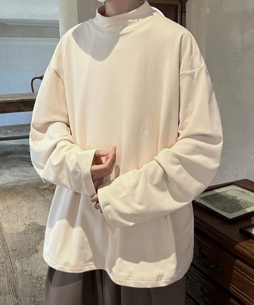 MGV（エムジーヴィー）の「モックネックシンプルカットソー（Tシャツ/カットソー・メンズ・グレー/ホワイト/ブラウン/アイボリー/ブラック・MEDIUM/LARGE/X-LARGE）」の22枚目の写真