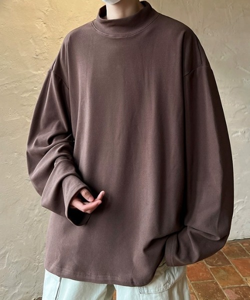 MGV（エムジーヴィー）の「モックネックシンプルカットソー（Tシャツ/カットソー・メンズ・グレー/ホワイト/ブラウン/アイボリー/ブラック・MEDIUM/LARGE/X-LARGE）」の6枚目の写真