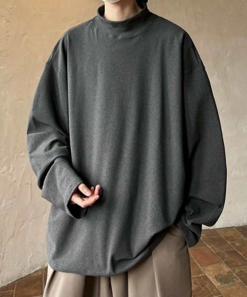 MGV（エムジーヴィー）の「モックネックシンプルカットソー（Tシャツ/カットソー・メンズ・グレー/ホワイト/ブラウン/アイボリー/ブラック・MEDIUM/LARGE/X-LARGE）」の21枚目の写真
