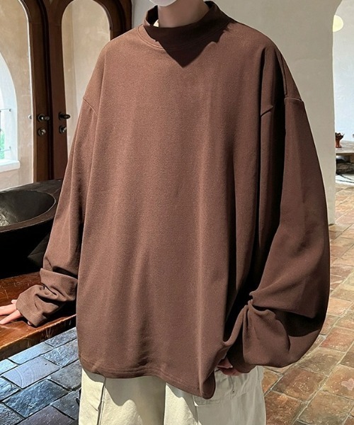MGV（エムジーヴィー）の「モックネックシンプルカットソー（Tシャツ/カットソー・メンズ・グレー/ホワイト/ブラウン/アイボリー/ブラック・MEDIUM/LARGE/X-LARGE）」の9枚目の写真