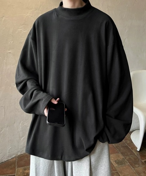 MGV（エムジーヴィー）の「モックネックシンプルカットソー（Tシャツ/カットソー・メンズ・グレー/ホワイト/ブラウン/アイボリー/ブラック・MEDIUM/LARGE/X-LARGE）」の16枚目の写真