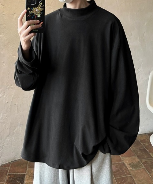 MGV（エムジーヴィー）の「モックネックシンプルカットソー（Tシャツ/カットソー・メンズ・グレー/ホワイト/ブラウン/アイボリー/ブラック・MEDIUM/LARGE/X-LARGE）」の18枚目の写真