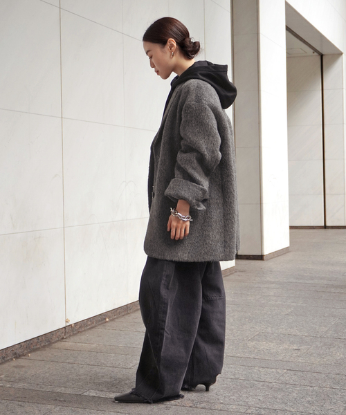 AP STUDIO（エーピーストゥディオ）の「シャギーオーバーサイズコート（その他アウター・レディース・グレー・36/38）」の3枚目の写真