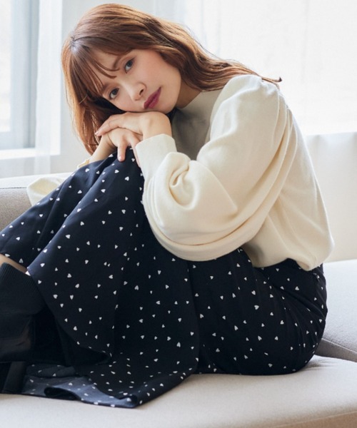 mysty woman(ミスティウーマン)の「ハートプリントマーメイドスカート 252080(スカート・レディース・アイボリー/ブラック・FREE)」の18枚目の写真