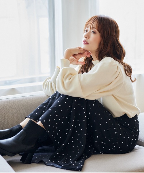 mysty woman(ミスティウーマン)の「ハートプリントマーメイドスカート 252080(スカート・レディース・アイボリー/ブラック・FREE)」の19枚目の写真