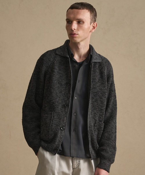 PUBLIC TOKYO（パブリックトウキョウ）の「メランジポロカーディガン（カーディガン/ボレロ・メンズ・ベージュ/ブラック・1/2）」の8枚目の写真