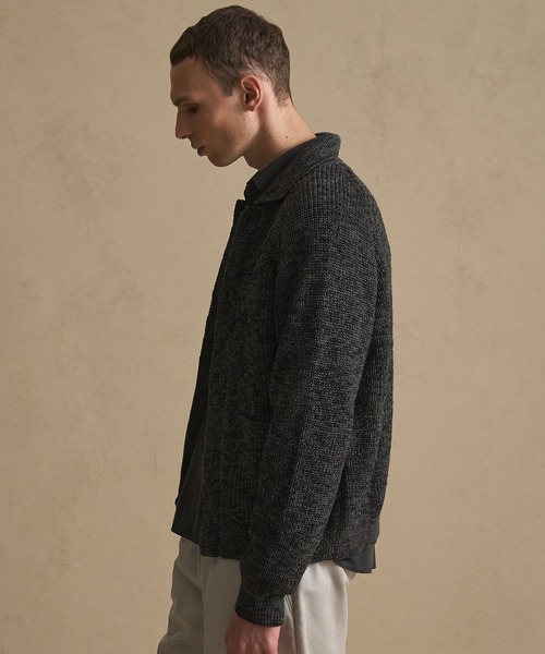 PUBLIC TOKYO（パブリックトウキョウ）の「メランジポロカーディガン（カーディガン/ボレロ・メンズ・ベージュ/ブラック・1/2）」の9枚目の写真