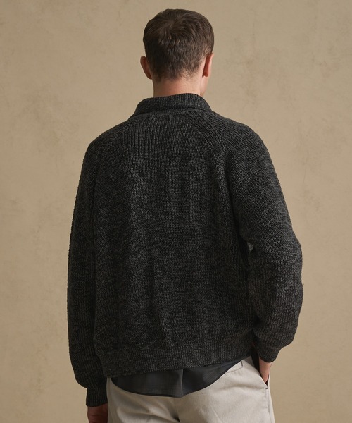 PUBLIC TOKYO（パブリックトウキョウ）の「メランジポロカーディガン（カーディガン/ボレロ・メンズ・ベージュ/ブラック・1/2）」の10枚目の写真