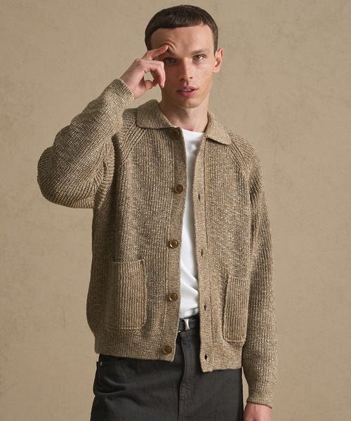 PUBLIC TOKYO（パブリックトウキョウ）の「メランジポロカーディガン（カーディガン/ボレロ・メンズ・ベージュ/ブラック・1/2）」の16枚目の写真