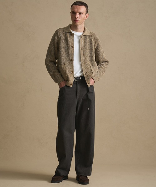 PUBLIC TOKYO（パブリックトウキョウ）の「メランジポロカーディガン（カーディガン/ボレロ・メンズ・ベージュ/ブラック・1/2）」の19枚目の写真